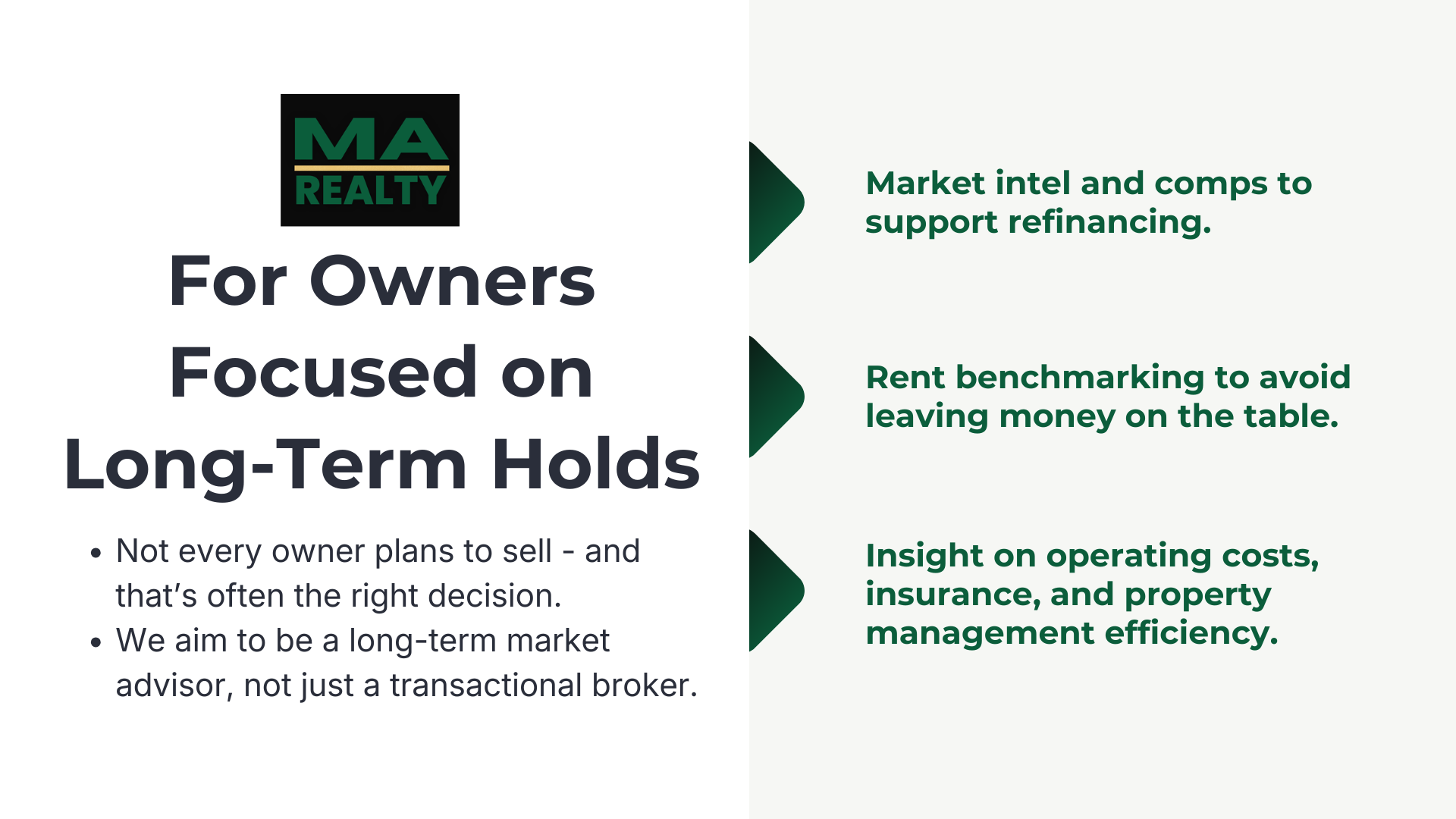 For Owners Focused on Long Term Holds